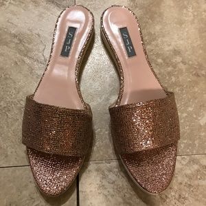 SJP Pink Glitter Tropez Slide Sandals